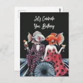 幻想のキスする魚がハッピーバースデーを祝う ポストカード (正面/裏面)