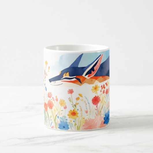 幻想のジャッカルが花園で咲き誇る コーヒーマグカップ (中央)