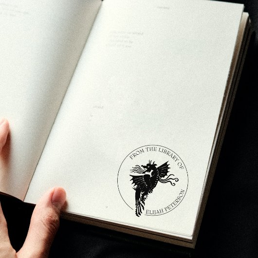 幻想のドラゴン本 - 図書館から ラバースタンプ