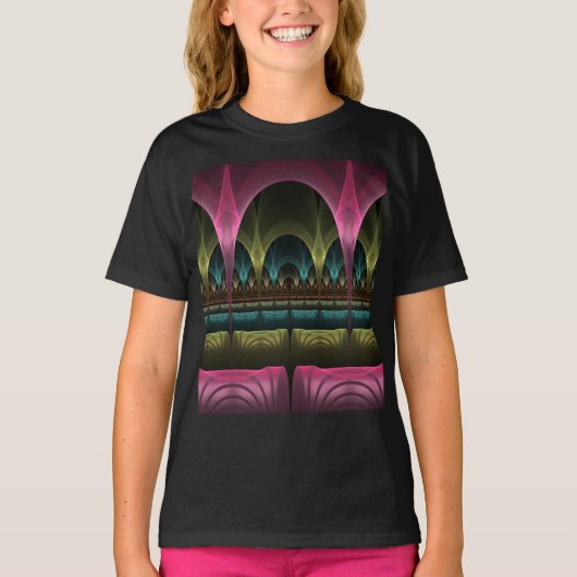 幻想の劇場、抽象的なカラフルなフラクタルアート Tシャツ (正面)
