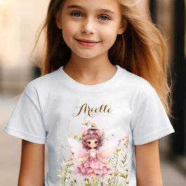 幻想の妖精の野の花のパステルカラー Tシャツ