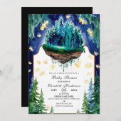 幻想の森のウッドランドベイビーシャワー 招待状 (正面/裏面)