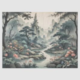 幻想の植物と花の森のティシューペーパー 薄葉紙