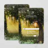 幻想の緑豊かな森のウェディング・ゲスト返信カード 出欠カード (正面/裏面)