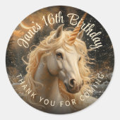 幻想の花の森のユニコーン　セピア ヴィンテージ ラウンドシール (正面)