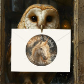 幻想の花の森のユニコーン　セピア ヴィンテージ ラウンドシール