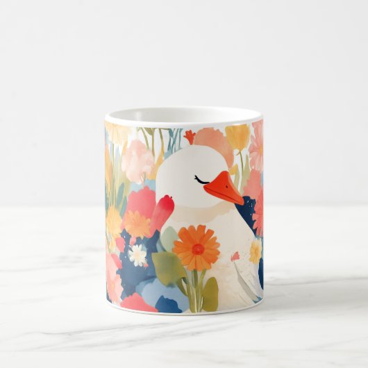 幻想の花園を歩くガチョウ コーヒーマグカップ (中央)