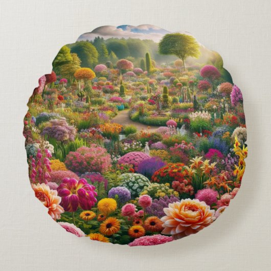 幻想の花園ラウンドピロー ラウンドクッション (正面)