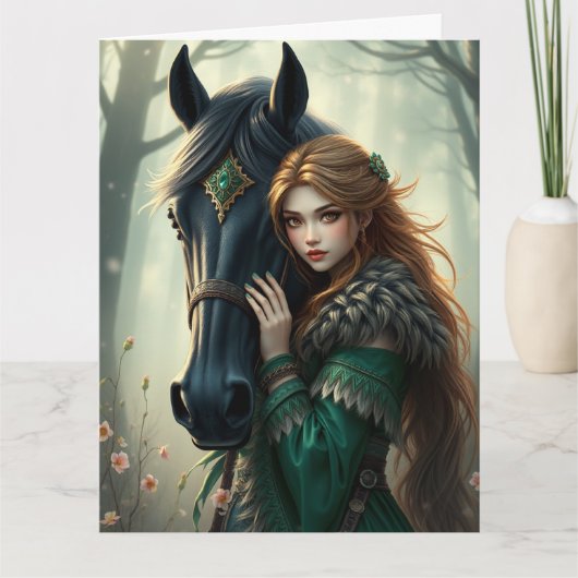 幻想の馬のカード サンキューカード (正面)