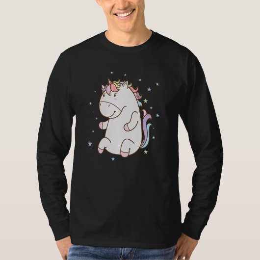 幻想の馬 もっちりとしたユニコーン Tシャツ (正面)