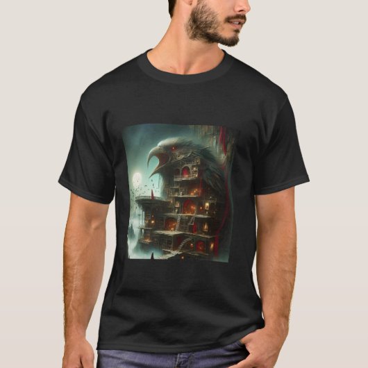 幻想の鳥の家の図書館 Tシャツ (正面)