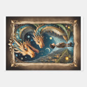幻想世界に生きる子供とドラゴン  ラッピングペーパーシート (正面2)
