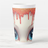 幻想猫 青い目と滴り落ちるもの カフェラテマグ (正面)