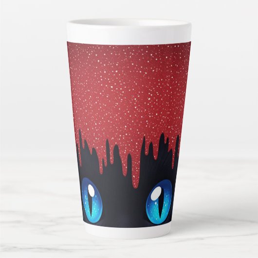 幻想猫 青い目と滴り カフェラテマグ (正面)