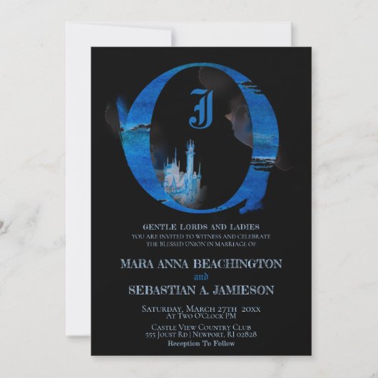 ~* 幻想的なおとぎ話の城での中世のウェディング *~ 招待状 (正面)