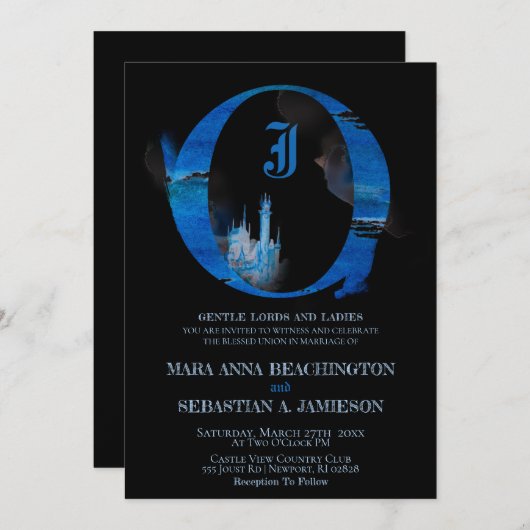 ～* 幻想的なおとぎ話の城での中世のウェディング *~ 招待状 (正面/裏面)