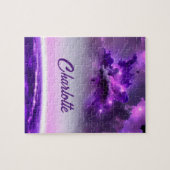 幻想的なおもしろいシステムの宇宙パープル太陽の色相 ジグソーパズル (横)