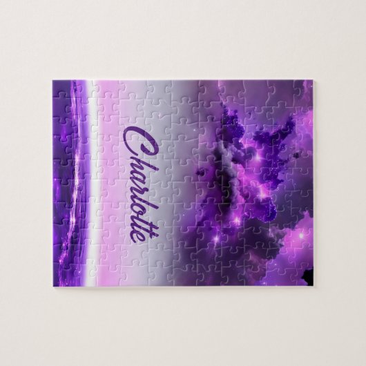 幻想的なおもしろいシステムの宇宙パープル太陽の色相 ジグソーパズル (横)
