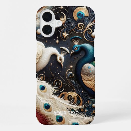 幻想的なかわいいクジャクの三日月羽根 iPhoneケース (裏面)