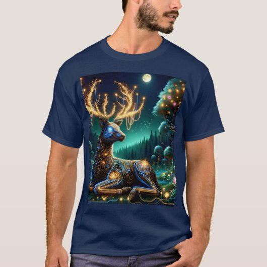 幻想的なかわいいサイバーシカの森 Tシャツ (正面)