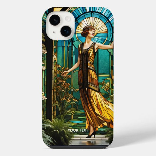 幻想的なかわいいステンドグラスの女性 iPhoneケース (裏面)