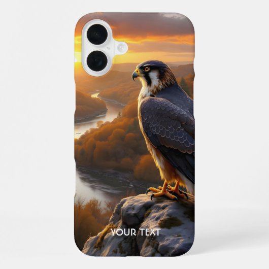幻想的なかわいいハヤブサの夕焼けの秋 iPhoneケース (裏面)
