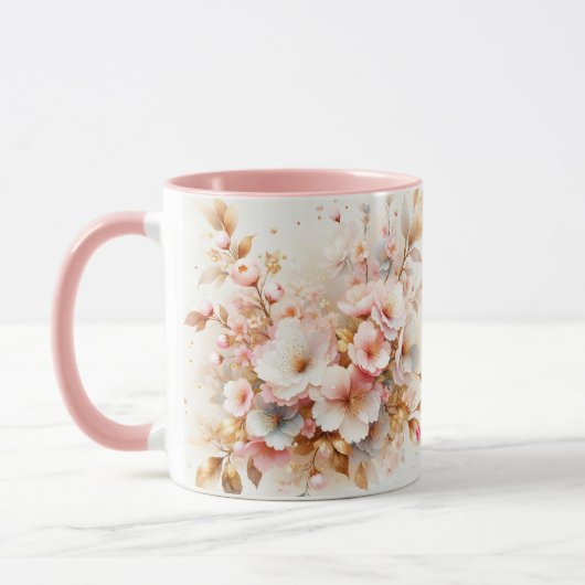 幻想的なかわいいパステルピンクの桜 マグカップ (左)