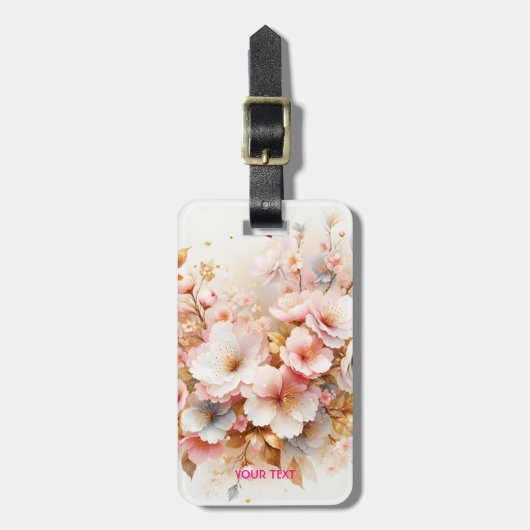 幻想的なかわいいパステルピンクの桜 ラゲッジタグ (正面縦)