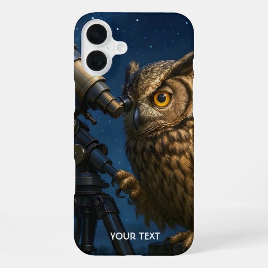 幻想的なかわいいフクロウの望遠鏡の夜 iPhoneケース (裏面)