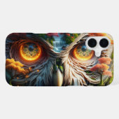 幻想的なかわいいフクロウの滝の木々 iPhoneケース (裏面横)