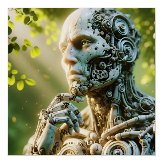 幻想的なかわいいロボットフェイス像 ポスター (正面)