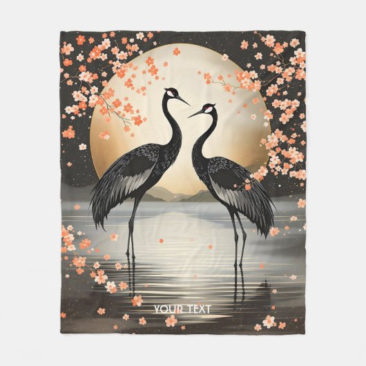 幻想的なかわいい二羽のクロウ フリースブランケット (正面)