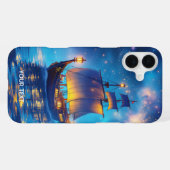 幻想的なかわいい夜の船 海 iPhoneケース (裏面横)