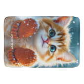 幻想的なかわいい子猫ミトン雪 バスマット (正面)