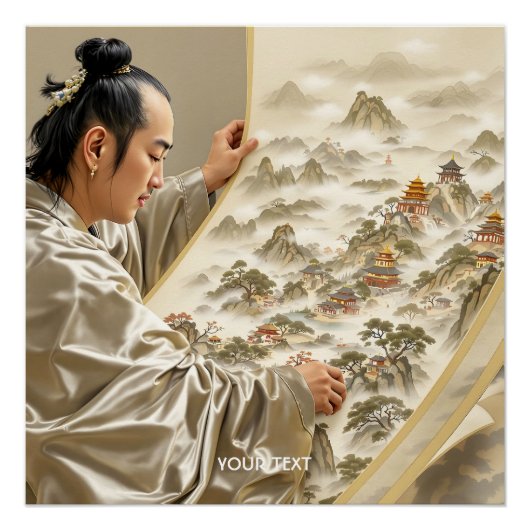 幻想的なかわいい日本人画家の風景 ポスター (正面)