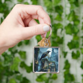 幻想的なかわいい時計仕掛けのレイヴン大聖堂 キーホルダー (手)