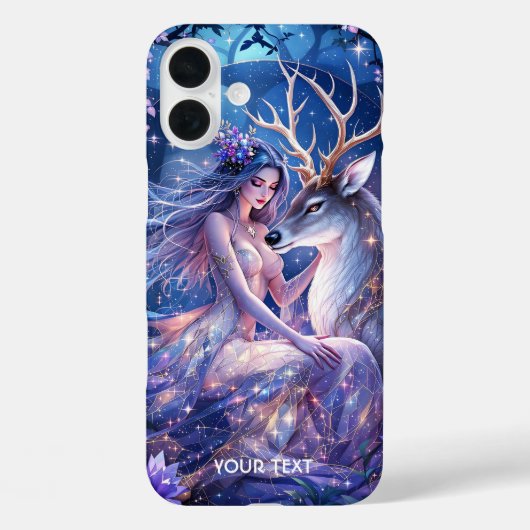 幻想的なかわいい森の少女と鹿 Case-Mate iPhoneケース (裏面)