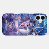 幻想的なかわいい森の少女と鹿 iPhoneケース (裏面横)