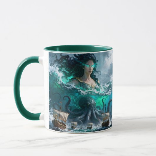 幻想的なかわいい海の古代生物 マグカップ (左)