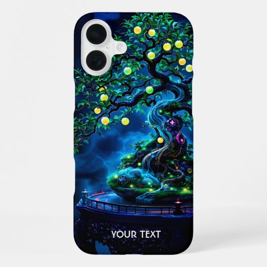 幻想的なかわいい盆栽の木のライト iPhoneケース (裏面)