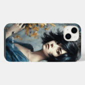 幻想的なかわいい花の女の子 オイル iPhoneケース (裏面横)