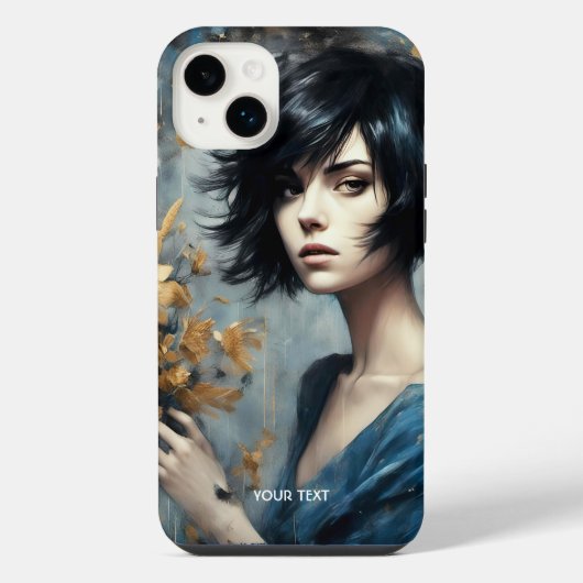 幻想的なかわいい花の女の子 オイル iPhoneケース (裏面)