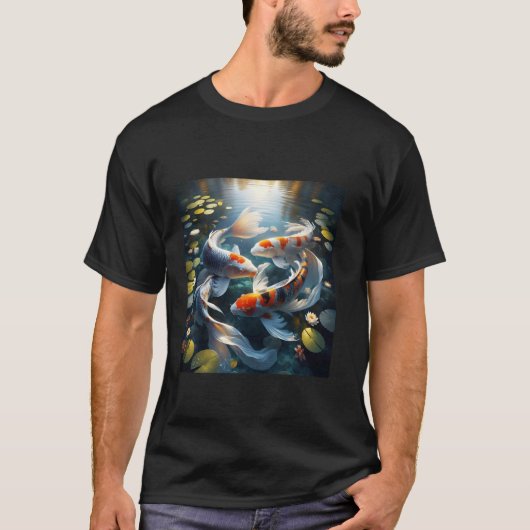 幻想的なかわいい魚の湖の花 Tシャツ (正面)