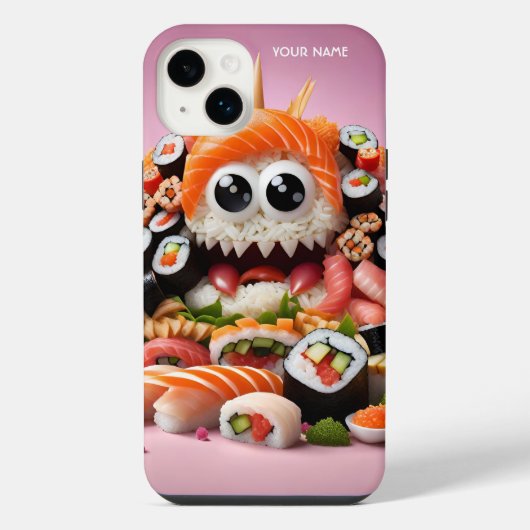 幻想的なかわいい鮮やかな寿司の面白い生き物 iPhoneケース (裏面)