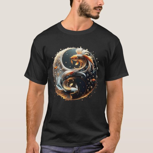 幻想的なかわいい鯉の陰陽 Tシャツ (正面)