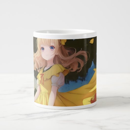 幻想的なアニメの少女の肖像 ジャンボマグ ジャンボコーヒーマグカップ (正面)