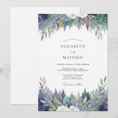 幻想的なアメジスト藤の結婚式 招待状 (正面/裏面)