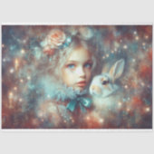 幻想的なアリスと白ウサギのデコパージュアート 薄葉紙 (正面)