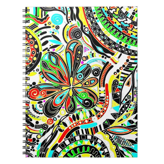 幻想的なアートスケッチ - 抽象的な花 3 ノートブック (正面)
