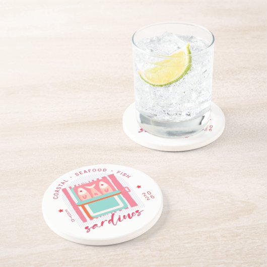 幻想的なイワシ 海岸のビーチ ピンク コースター (側面)